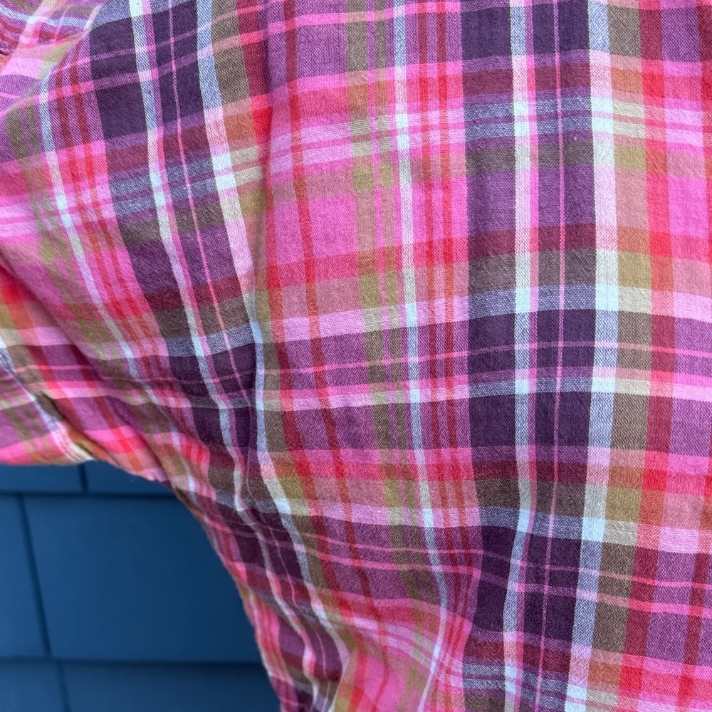 Soft Surroundings Multicolor Plaid Top pink purple green medium cotton - Picture 8 of 10